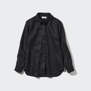 Uniqlo Black Women's linen button up Blouse